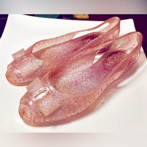 Pre-loved Vintage Salvatore Ferragamo Giddy Ballerina Jelly Flats, pink/purle - Picture 5 of 6